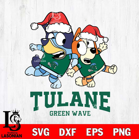 Tulane Green Wave Bluey Christmas Holiday Svg Eps Dxf Png File, Digital Download