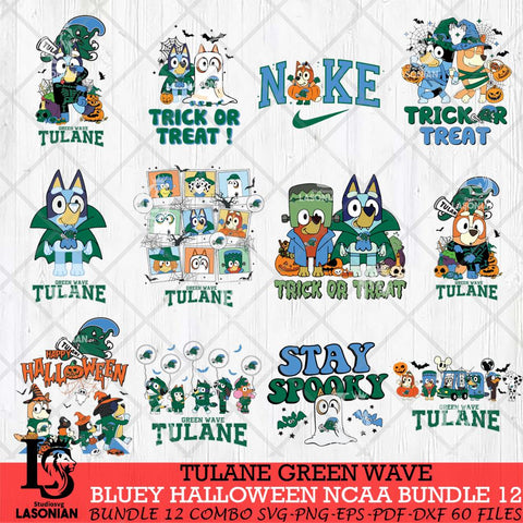 Tulane Green Wave Bluey Halloween NCAA 12 SVG Eps Dxf Png File, Bundle NCAA svg, Digital Download, Instant Download