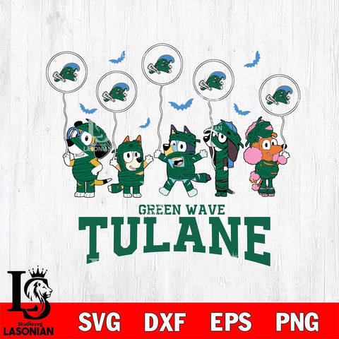 Tulane Green Wave Bluey Halloween Spooky Svg Eps Dxf Png File, Digital Download, Instant Download