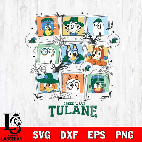 Tulane Green Wave Bluey Halloween Sport Svg Eps Dxf Png File, Digital Download, Instant Download