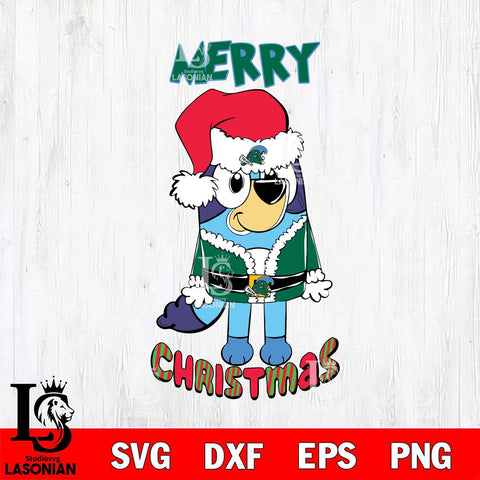 Tulane Green Wave Bluey Merry Christmas Bluey Santa Claus Svg Eps Dxf Png File, Digital Download