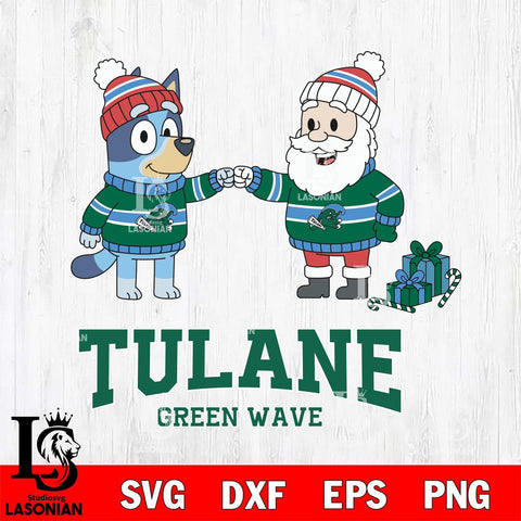 Tulane Green Wave Bluey With Satan Christmas File Cut, NCAA SVG DXF EPS PNG FILE, Digital Download,Instant Download, Silhouette