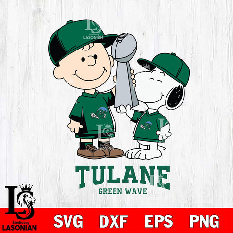 Tulane Green Wave Charlie Brown and Snoopy Champions Svg Eps Dxf Png File, NCAA svg , Digital Download , Instant Download, Cricut File
