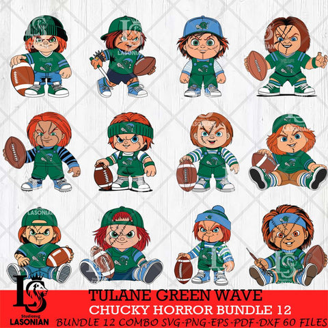 Tulane Green Wave Chucky Horror Bundle 12 SVG Eps Dxf Png File, Bundle NCAA svg, Digital Download, Instant Download