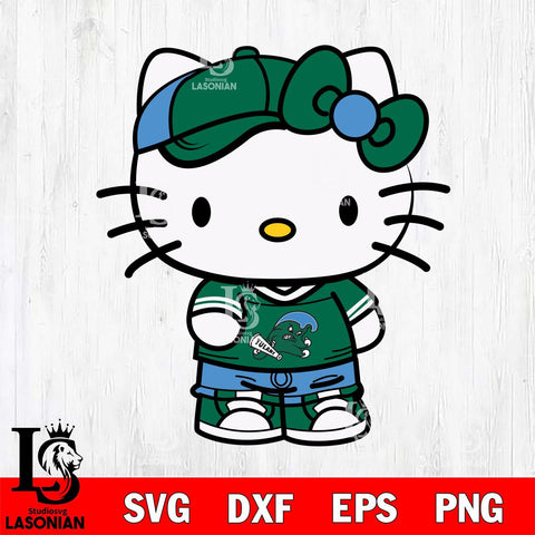 Tulane Green Wave Cute Hello Kitty Football 2 Svg Eps Dxf Png File, NCAA svg, Digital Download, Instant Download