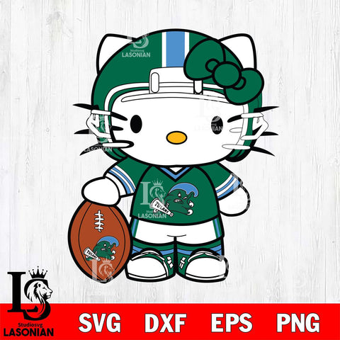 Tulane Green Wave Cute Hello Kitty Football 3 Svg Eps Dxf Png File, NCAA svg, Digital Download, Instant Download