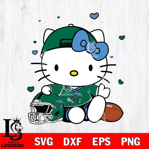 Tulane Green Wave Cute Hello Kitty Football Svg Eps Dxf Png File, NCAA svg, Digital Download, Instant Download