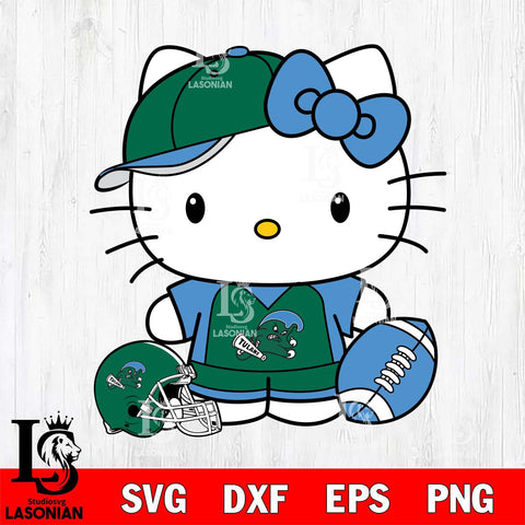 Tulane Green Wave Cute Hello Kitty Football 4 Svg Eps Dxf Png File, NCAA svg, Digital Download, Instant Download