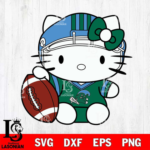 Tulane Green Wave Cute Hello Kitty Football 5 Svg Eps Dxf Png File, NCAA svg, Digital Download, Instant Download