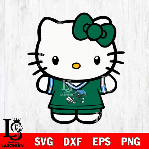 Tulane Green Wave Cute Hello Kitty Football 6 Svg Eps Dxf Png File, NCAA svg, Digital Download, Instant Download