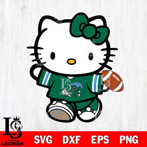 Tulane Green Wave Cute Hello Kitty Football 7 Svg Eps Dxf Png File, NCAA svg, Digital Download, Instant Download