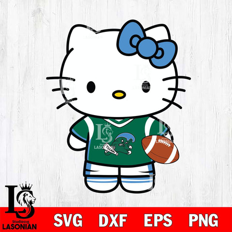 Tulane Green Wave Cute Hello Kitty Football 8 Svg Eps Dxf Png File, NCAA svg, Digital Download, Instant Download