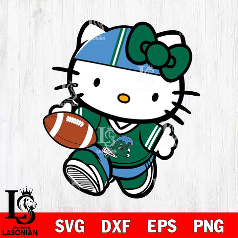 Tulane Green Wave Cute Hello Kitty Football 9 Svg Eps Dxf Png File, NCAA svg, Digital Download, Instant Download