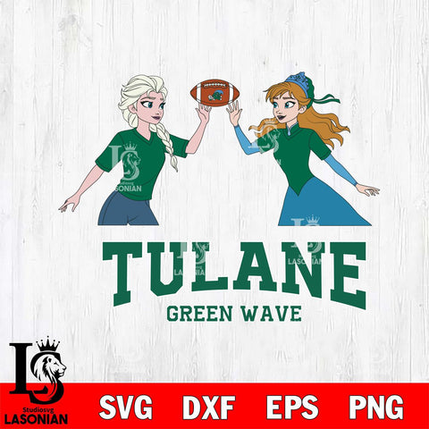Tulane Green Wave Elsa & Anna Football Cricut,Christmas SVG DXF EPS PNG FILE, NCAA Digital Download,Instant Download, Silhouette