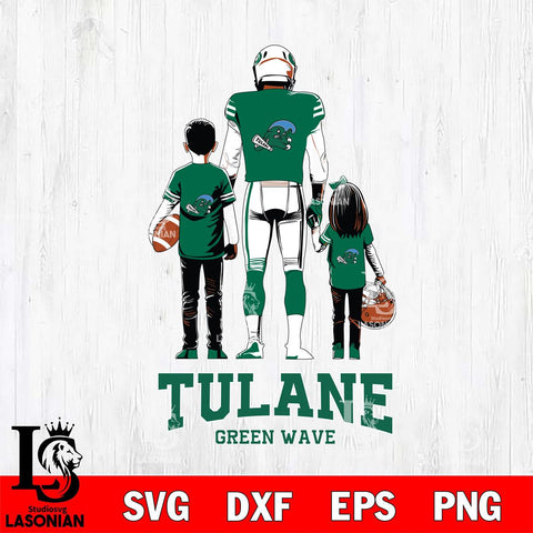 Tulane Green Wave Father And Child Football SVG DXF EPS PNG FILE,NCAA SVG, Father day Digital Download,Instant Download, Silhouette