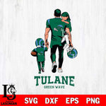 Tulane Green Wave Father And Son Football SVG DXF EPS PNG FILE,NCAA SVG, Father day Digital Download,Instant Download, Silhouette