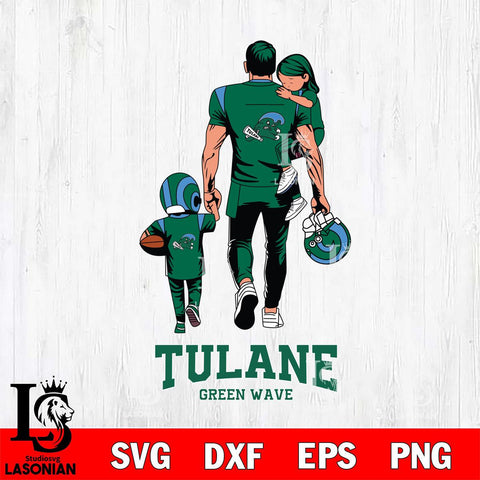 Tulane Green Wave Father And Son Football SVG DXF EPS PNG FILE,NCAA SVG, Father day Digital Download,Instant Download, Silhouette