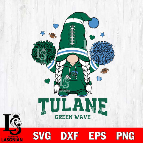 Tulane Green Wave Gnome cheerleader File Cut, NCAA SVG, Digital Download , Criucut , Silhouette