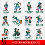Tulane Green Wave Goofy Rugby Disney NCAA Bundle 12 SVG DXF EPS PNG FILE,NCAA bundle svg ,Football Digital Download,Instant Download, Silhouette