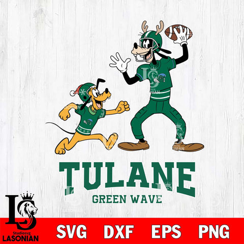 Tulane Green Wave Goofy & Pluto Football Cricut,Christmas SVG DXF EPS PNG FILE, NCAA Digital Download,Instant Download, Silhouette