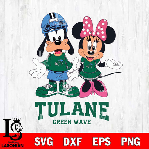 Tulane Green Wave Goofy and Minnie mouse Football SVG DXF EPS PNG FILE,NCAA svg ,Football Digital Download,Instant Download, Silhouette