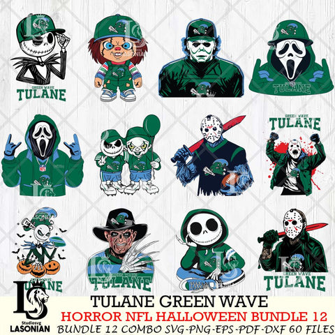 Tulane Green Wave Halloween Bundle 12 SVG Svg Eps Dxf Png File, NCAA bundle svg, Digital Download, Instant Download