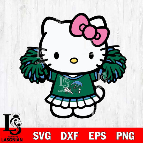 Tulane Green Wave Hello Kitty Cheerleader 3 Svg Eps Dxf Png File, Digital Download, Instant Download