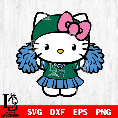 Tulane Green Wave Hello Kitty Cheerleader 5 Svg Eps Dxf Png File, Digital Download, Instant Download