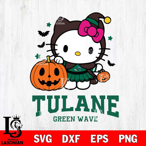 Tulane Green Wave Hello Kitty Horror 1 Svg Eps Dxf Png File, Digital Download