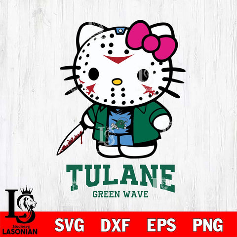Tulane Green Wave Hello Kitty Horror 3 Svg Eps Dxf Png File, Digital Download