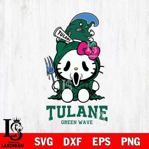 Tulane Green Wave Hello Kitty Horror 4 Svg Eps Dxf Png File, Digital Download