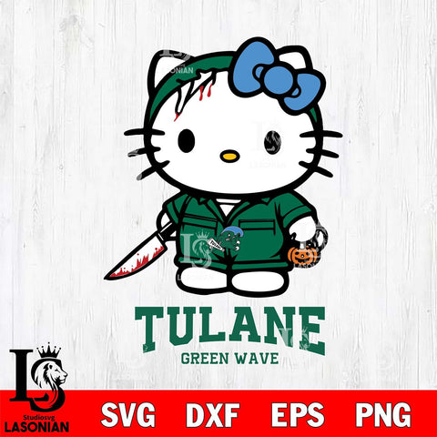 Tulane Green Wave Hello Kitty Horror 5 Svg Eps Dxf Png File, Digital Download