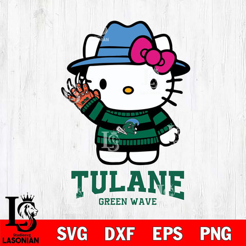 Tulane Green Wave Hello Kitty Horror 6 Svg Eps Dxf Png File, Digital Download
