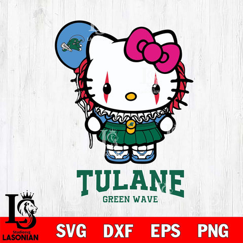 Tulane Green Wave Hello Kitty Horror 7 Svg Eps Dxf Png File, Digital Download