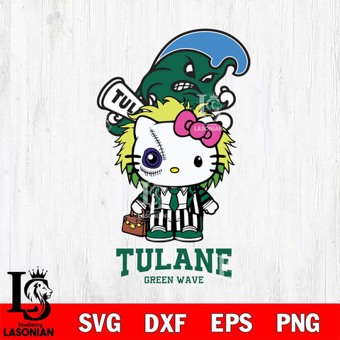 Tulane Green Wave Hello Kitty Horror 8 Svg Eps Dxf Png File, Digital Download