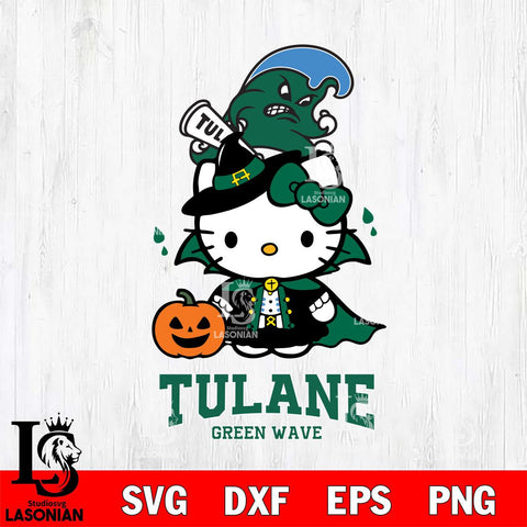 Tulane Green Wave Hello Kitty Horror 9 Svg Eps Dxf Png File, Digital Download
