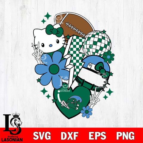 Tulane Green Wave Hello Kitty NCAA 2 Svg Eps Dxf Png File, Digital Download, Instant Download