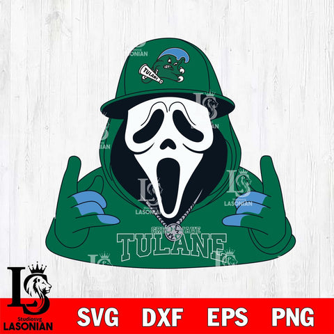 Tulane Green Wave Horror Character Ghostface Sport Svg Eps Dxf Png File, NCAA svg, Digital Download, Instant Download
