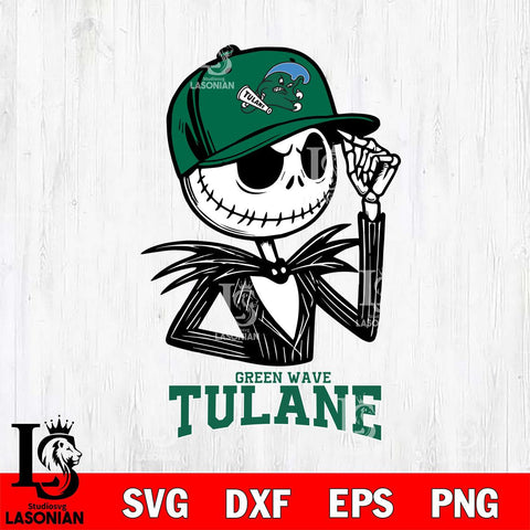 Tulane Green Wave Jack Skellington 3 Halloween Svg Eps Dxf Png File, NCAA svg, Digital Download, Instant Download
