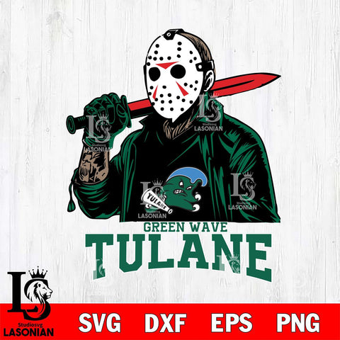 Tulane Green Wave Jason Voorhees Horror Halloween Svg Eps Dxf Png File, NCAA svg, Digital Download, Instant Download