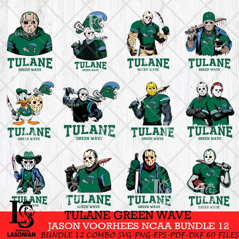 Tulane Green Wave Jason Voorhees NCAA Bundle 12 SVG Svg Eps Dxf Png File, Digital Download