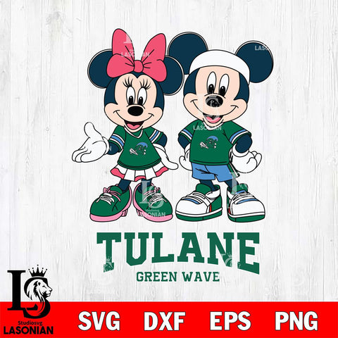 Tulane Green Wave Mickey And Minnie Football Svg Eps Dxf Png File, NCAA svg , Digital Download , Instant Download, Cricut File