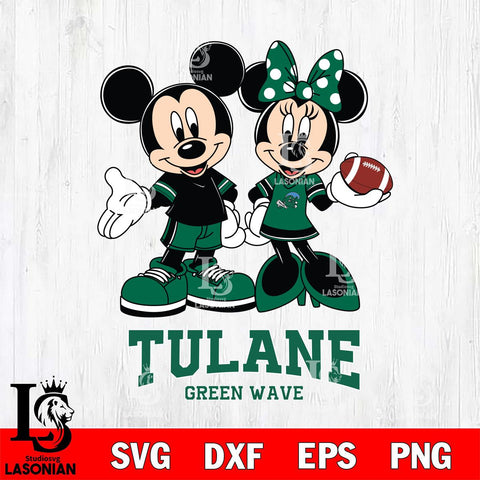 Tulane Green Wave Mickey Minnie Football Svg Eps Dxf Png File, NCAA svg , Digital Download , Instant Download, Cricut File