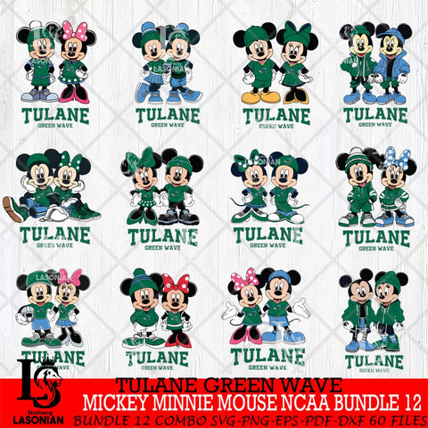 Tulane Green Wave Mickey Minnie Mouse NCAA Bundle 12 Svg Eps Dxf Png File, Bundle NCAA svg , File Cut , Digital Download , Instant Download, Cut Svg Files