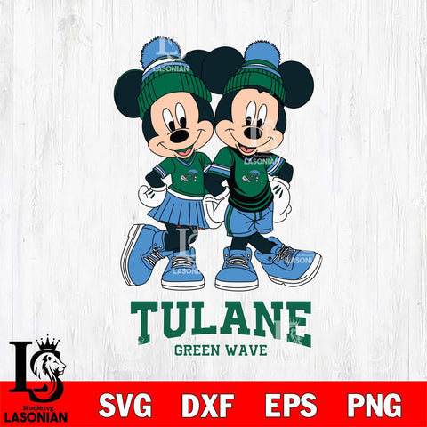 Tulane Green Wave Mickey Minnie Valentine Football Svg Eps Dxf Png File, NCAA svg , Digital Download , Instant Download, Cricut File