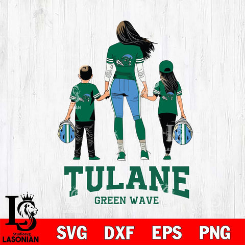 Tulane Green Wave Mother and son Rugby SVG DXF EPS PNG FILE,NCAA SVG, Father day Digital Download,Instant Download, Silhouette