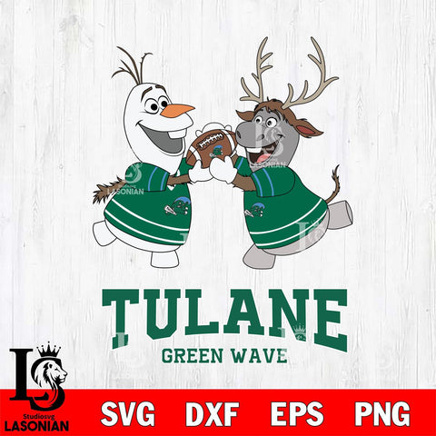 Tulane Green Wave Olaf & Sven Football Cricut,Christmas SVG DXF EPS PNG FILE, NCAA Digital Download,Instant Download, Silhouette