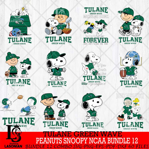 Tulane Green Wave Peanuts Snoopy Player NCAA Bundle 12 SVG DXF EPS PNG FILE,Snoopy File Cut, bundle NCAA Digital Download,Instant Download, Silhouette