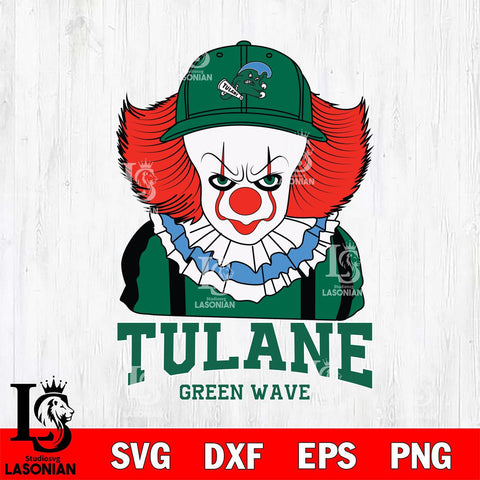 Tulane Green Wave Pennywise Horror Sport 10 Svg Eps Dxf Png File, Digital Download