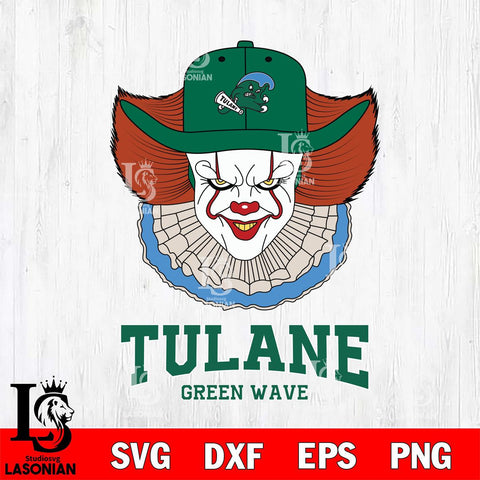 Tulane Green Wave Pennywise Horror Sport 12 Svg Eps Dxf Png File, Digital Download
